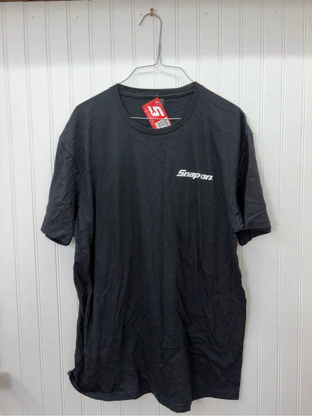 Snap on Black Short Sleeve Tee with White Logo